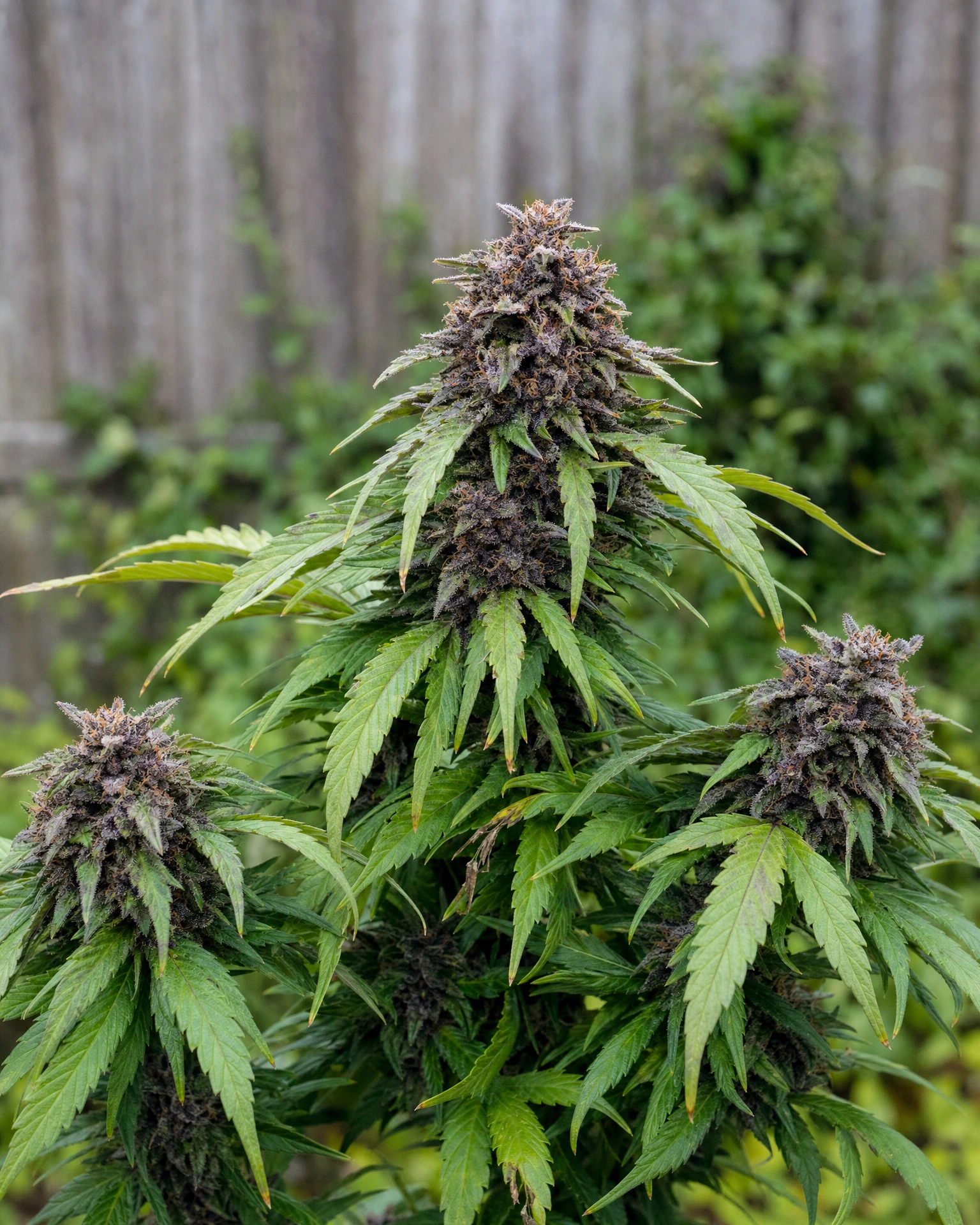 Ausgereifte Cannabispflanze der Sorte Purple Lemonade Autoflower aus einem zweiten Blickwinkel