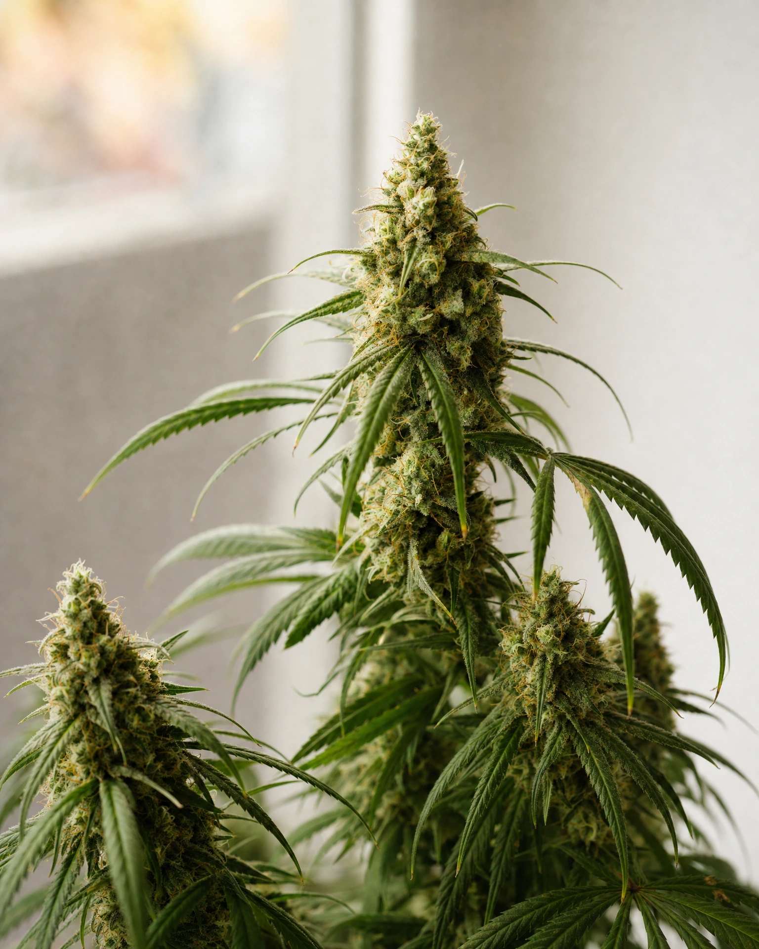Ausgereifte Cannabispflanze der Sorte Super Lemon Haze aus einem zweiten Blickwinkel