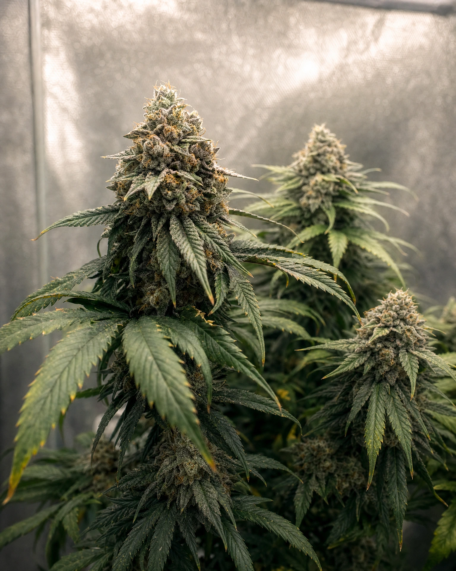 Ausgereifte Cannabispflanze der Sorte Lemon Cherry Gelato aus einem zweiten Blickwinkel