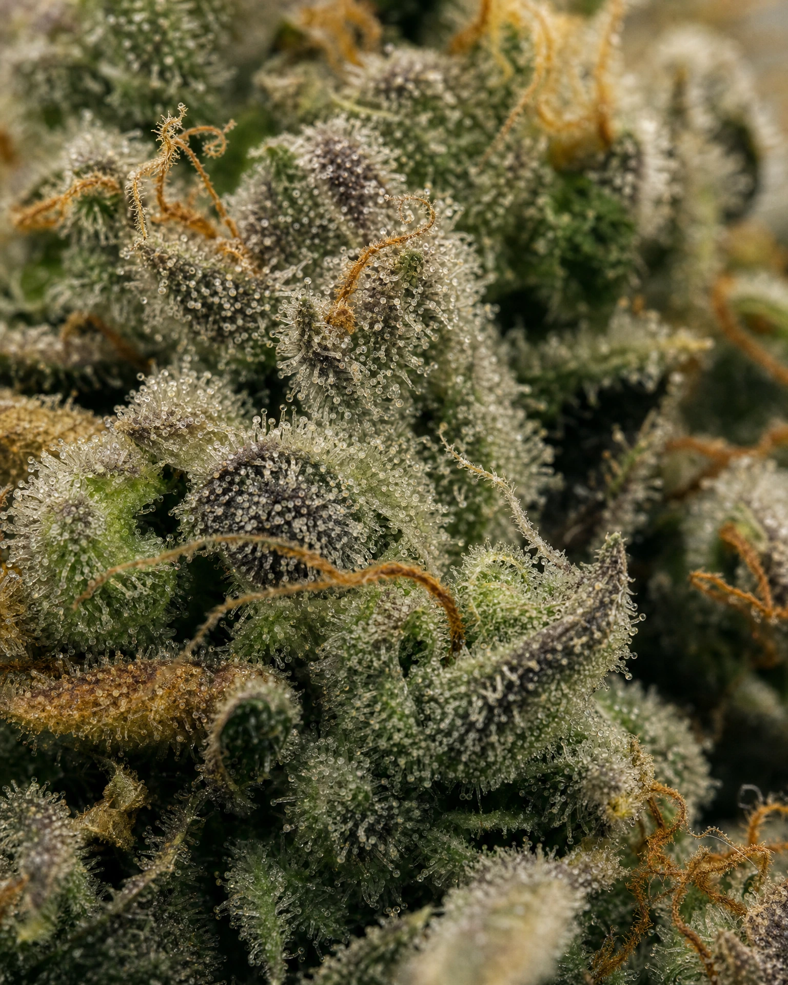 Trichome der Cannabissorte Lemon Cherry Gelato in Nahaufnahme