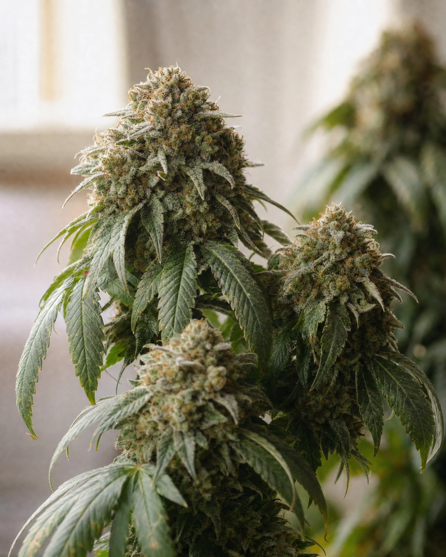 Ausgereifte Cannabispflanze der Sorte Sunset Sherbet aus einem zweiten Blickwinkel