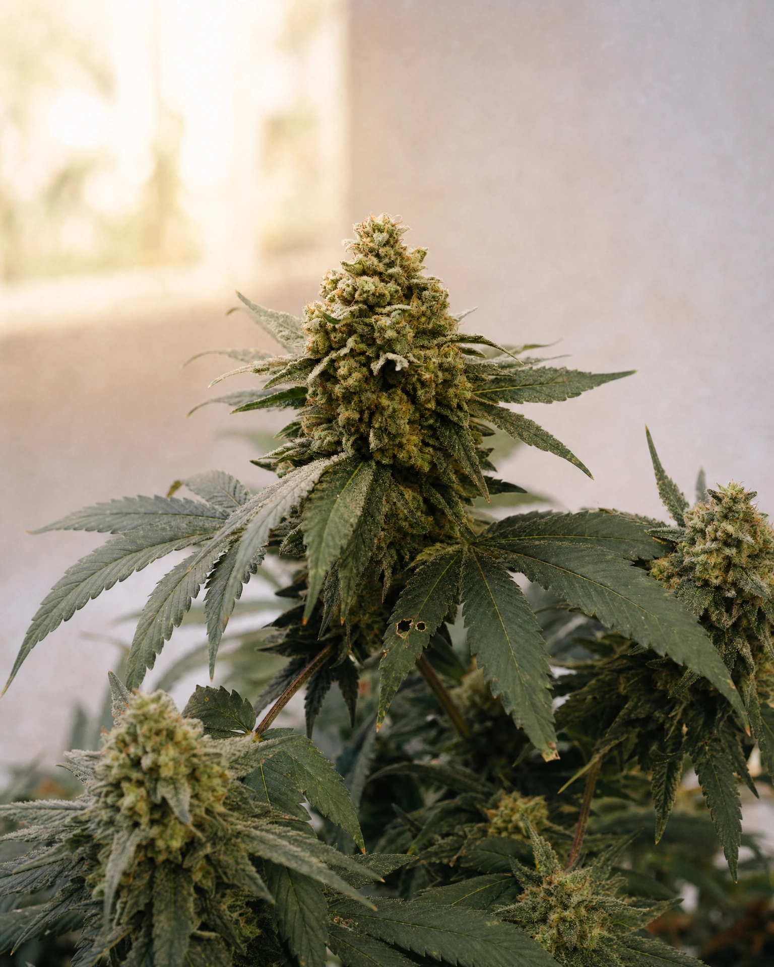 Ausgereifte Cannabispflanze der Sorte Banana Kush aus einem zweiten Blickwinkel
