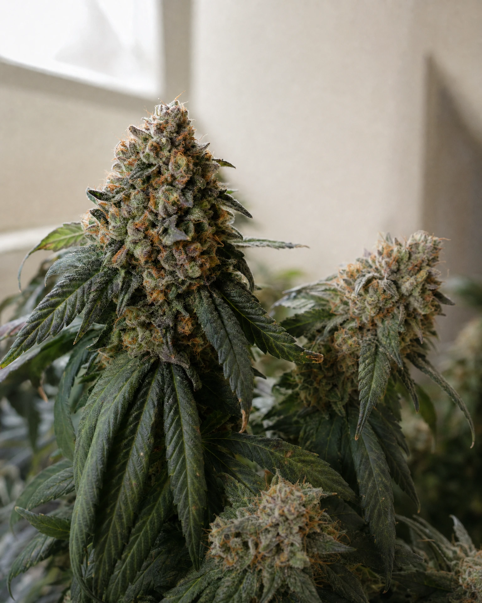 Ausgereifte Cannabispflanze der Sorte Cherry Pie aus einem zweiten Blickwinkel
