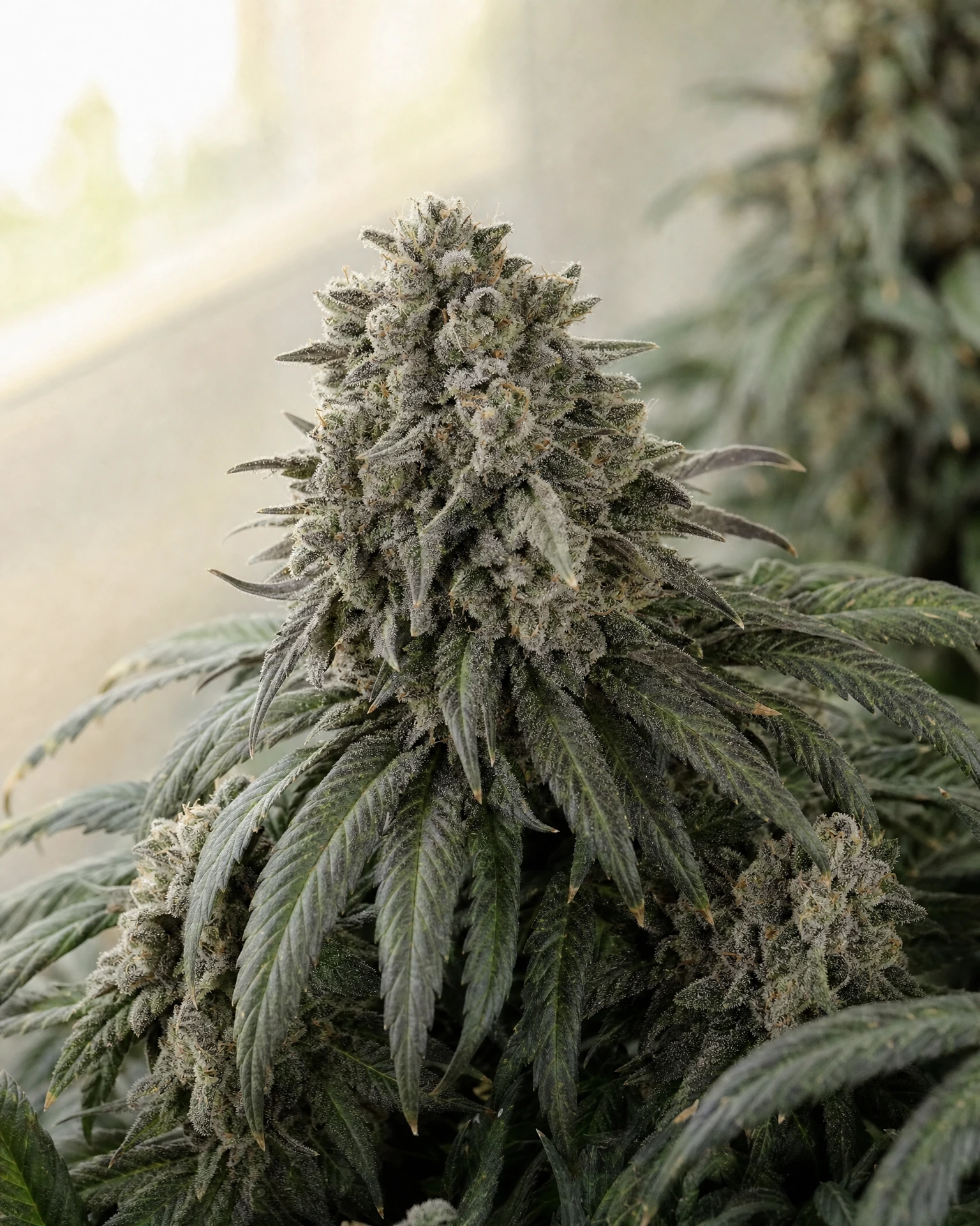 Ausgereifte Cannabispflanze der Sorte Ice Cream Cake aus einem zweiten Blickwinkel