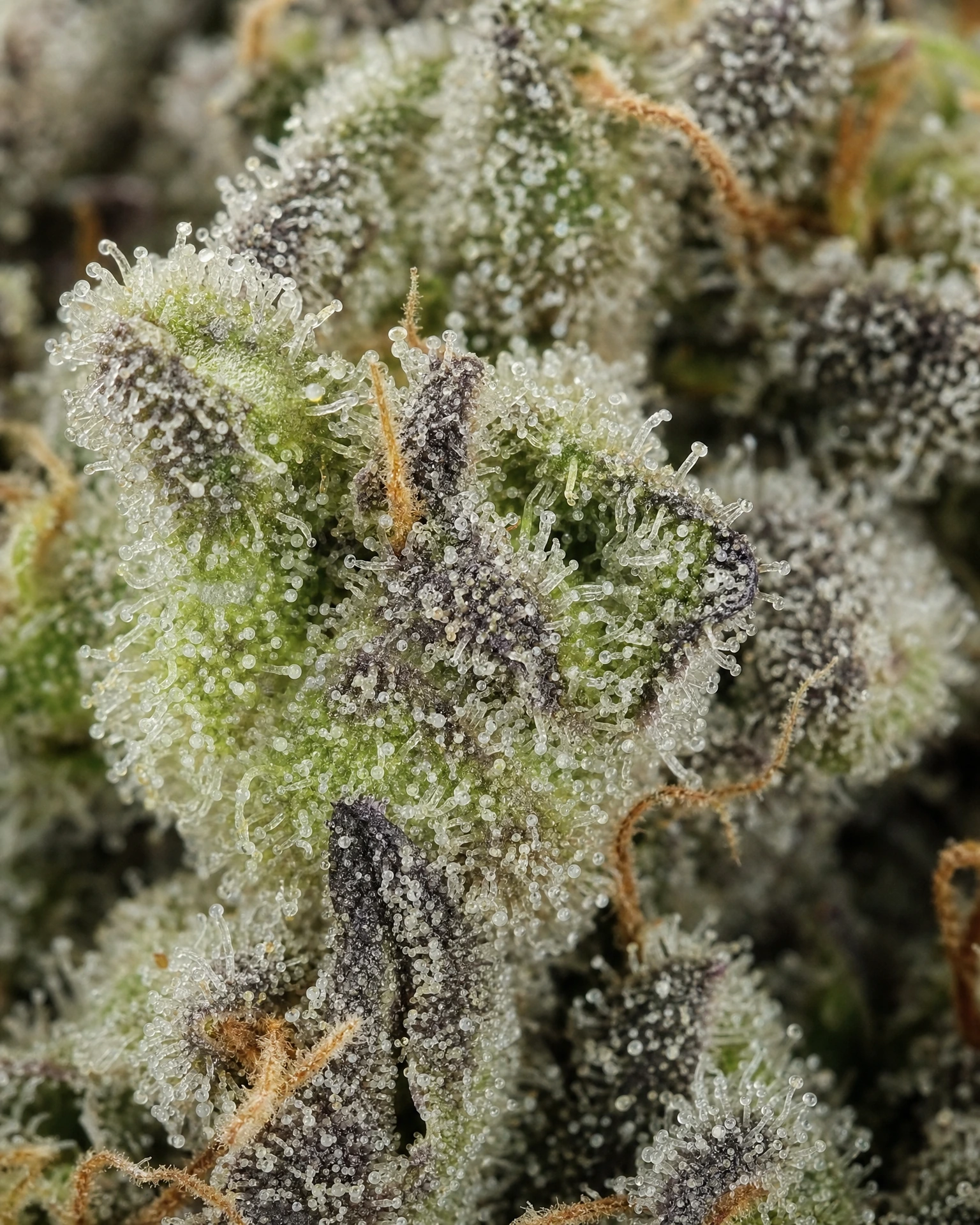 Trichome der Cannabissorte Ice Cream Cake in Nahaufnahme