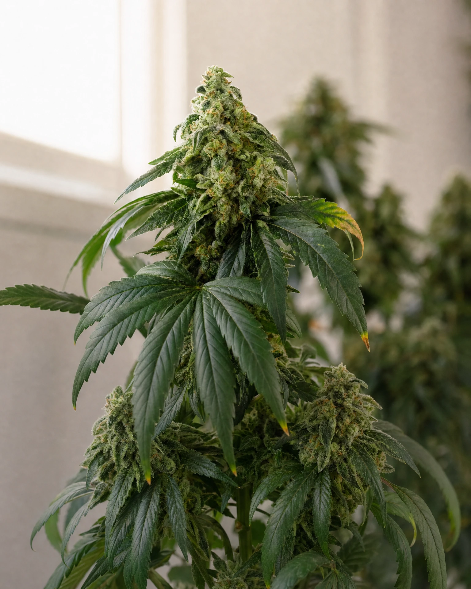 Ausgereifte Cannabispflanze der Sorte OG Kush aus einem zweiten Blickwinkel