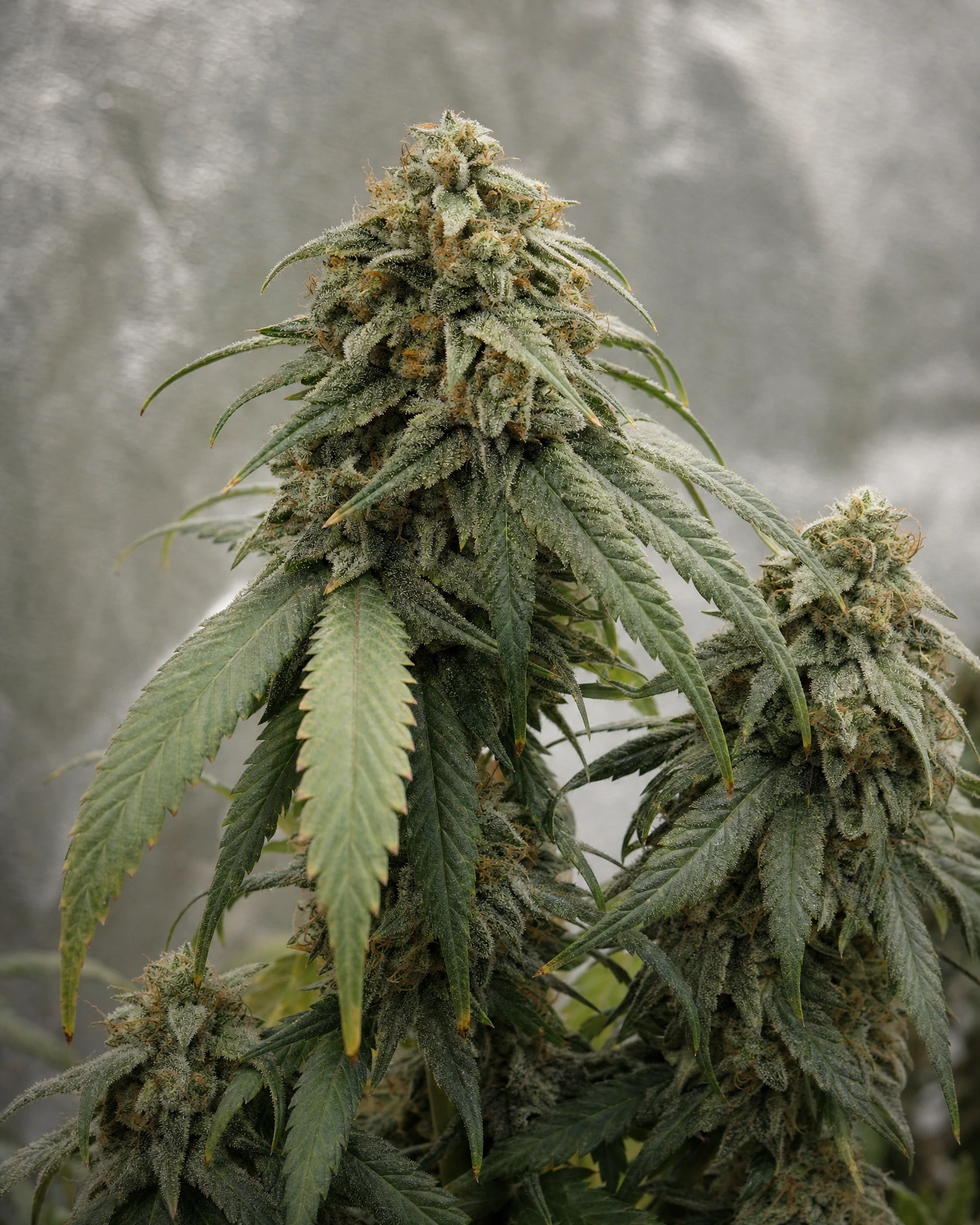 Ausgereifte Cannabispflanze der Sorte Moonshine Cookies aus einem zweiten Blickwinkel