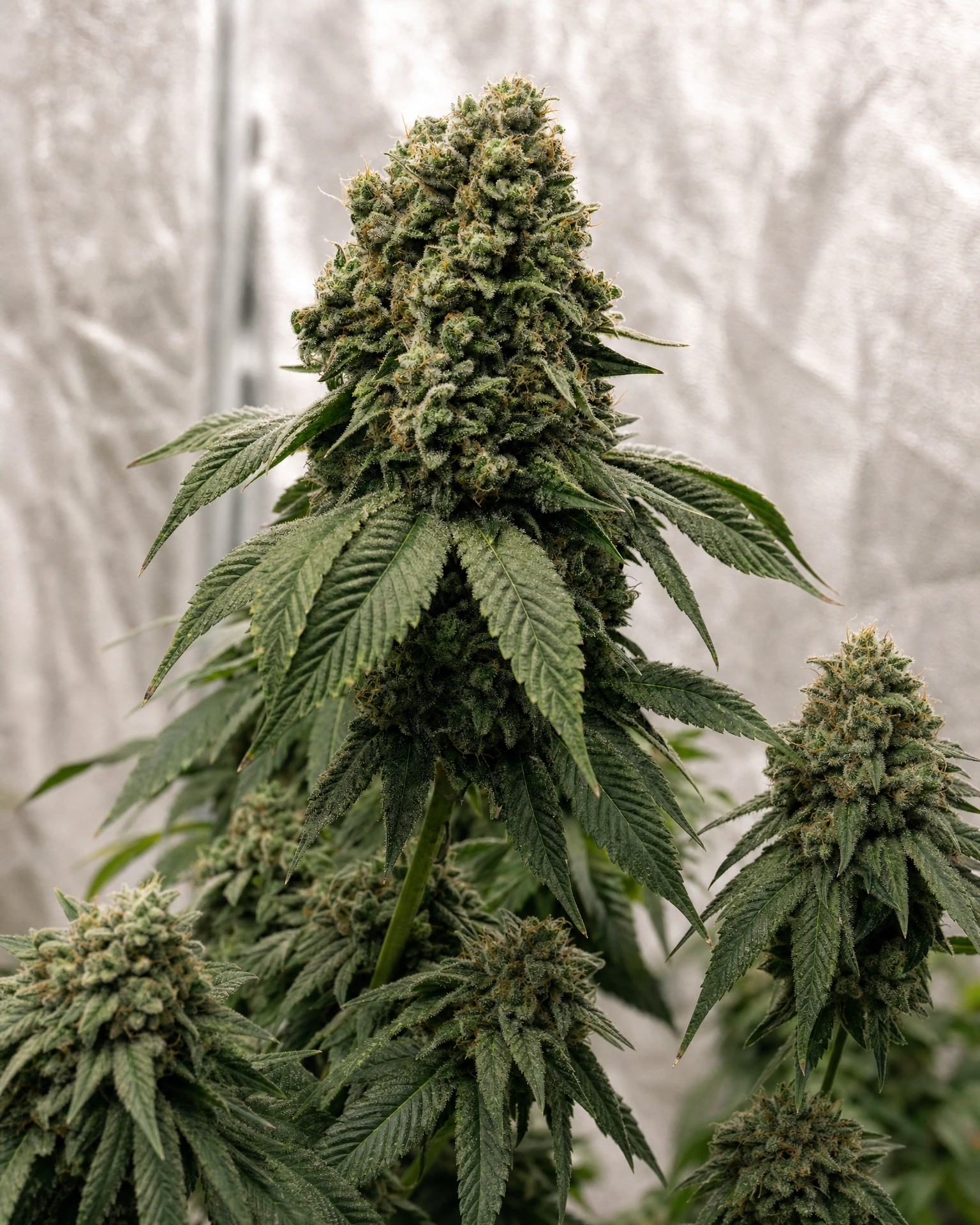 Ausgereifte Cannabispflanze der Sorte White Rhino aus einem zweiten Blickwinkel