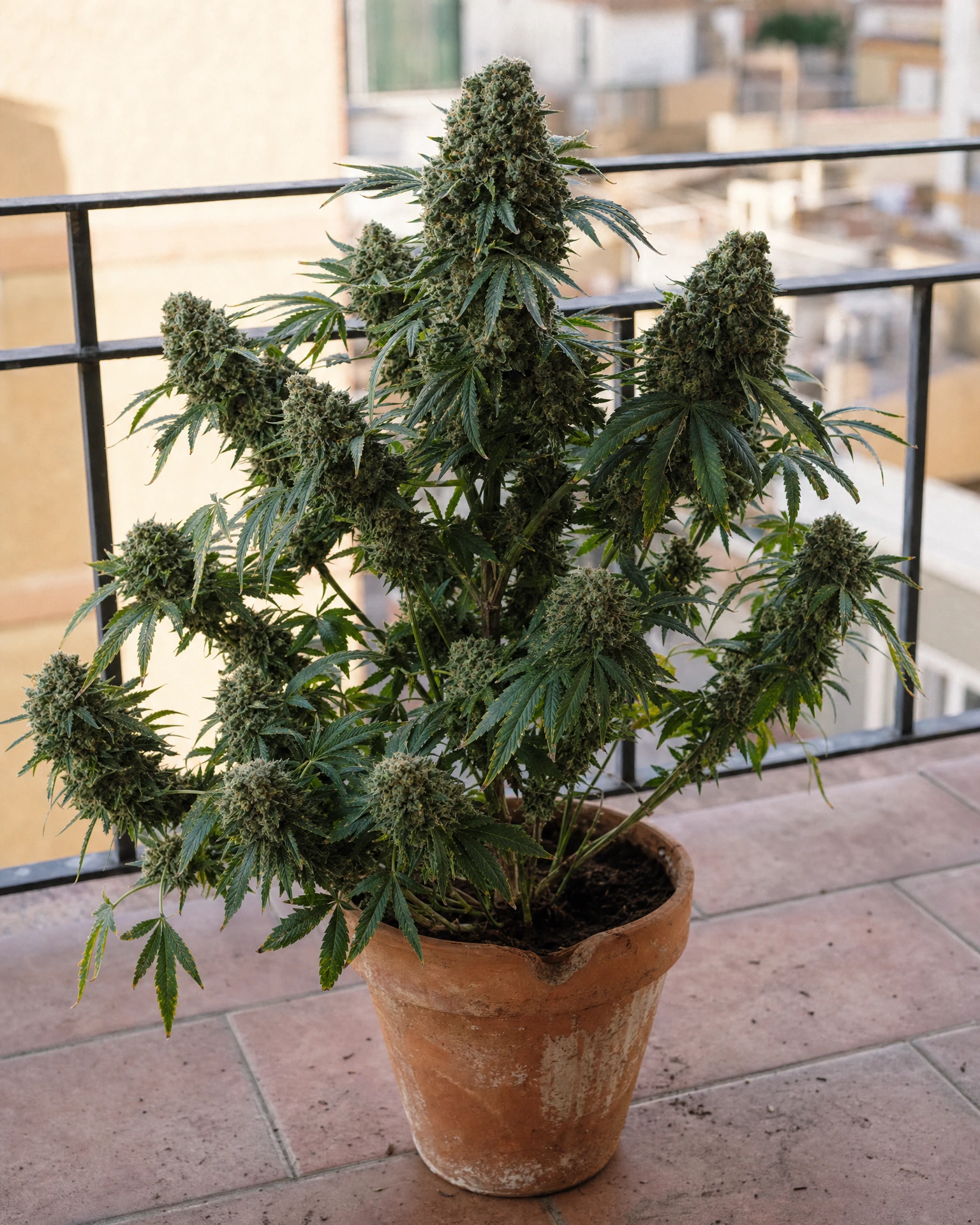 Ausgewachsene Cannabispflanze der Sorte Blue Cheese