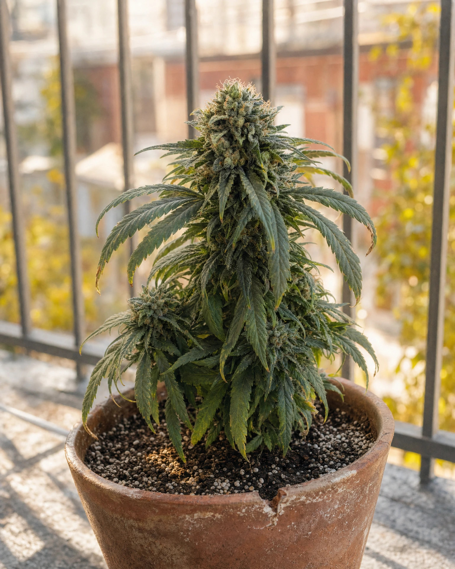 Ausgewachsene Cannabispflanze der Sorte Blue Cheese Autoflower