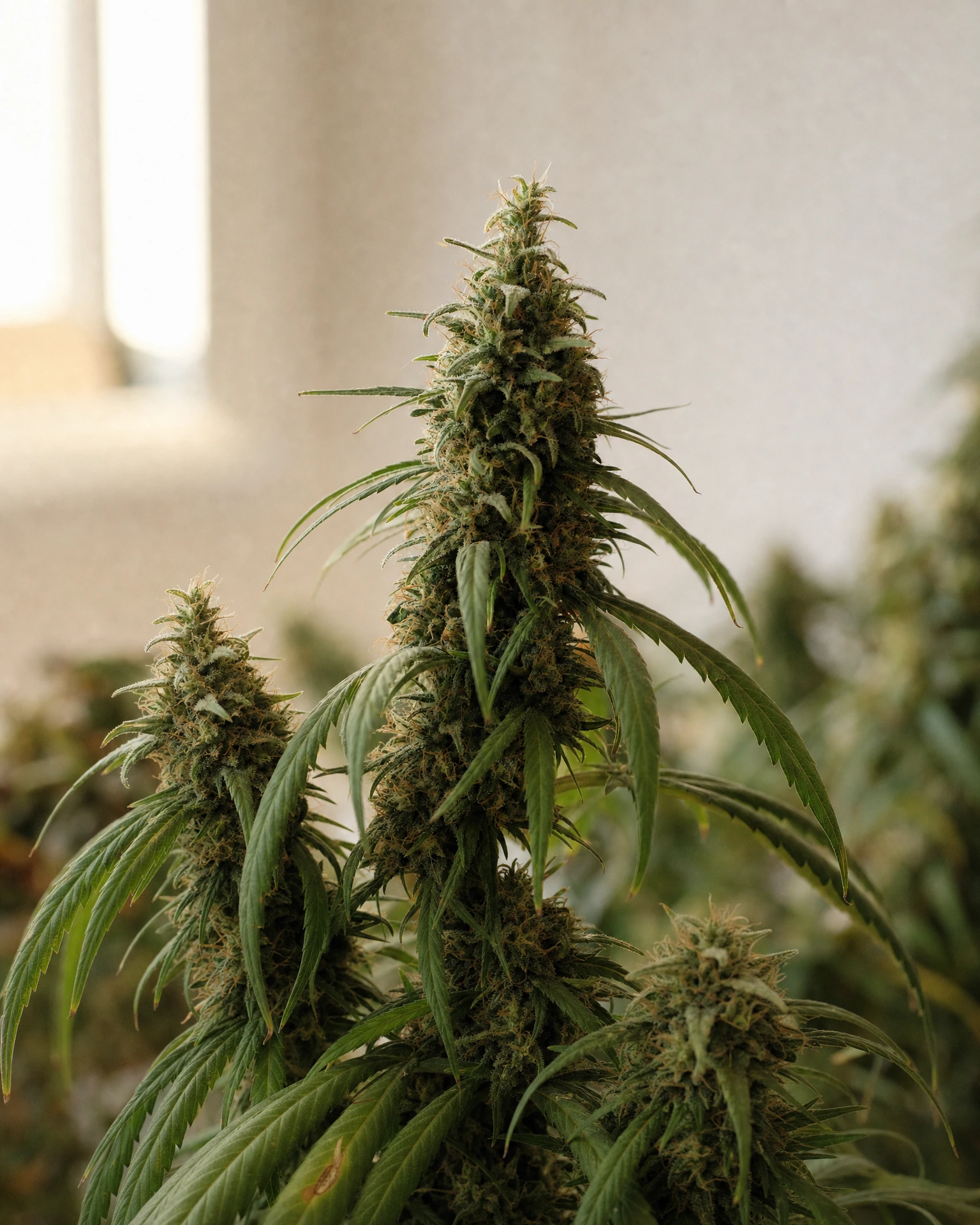 Ausgereifte Cannabispflanze der Sorte Chocolope aus einem zweiten Blickwinkel
