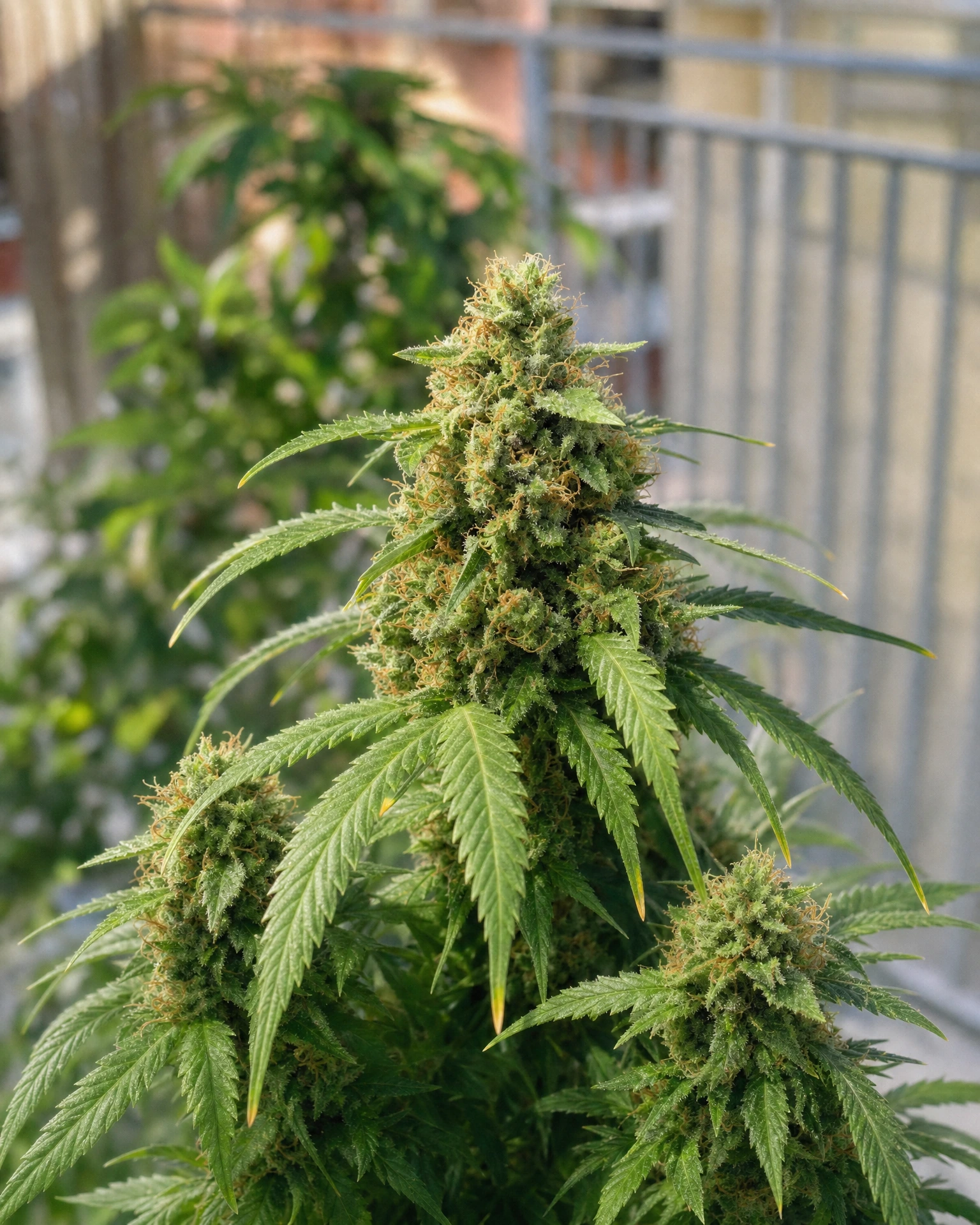 Ausgereifte Cannabispflanze der Sorte Green Crack Autoflower aus einem zweiten Blickwinkel