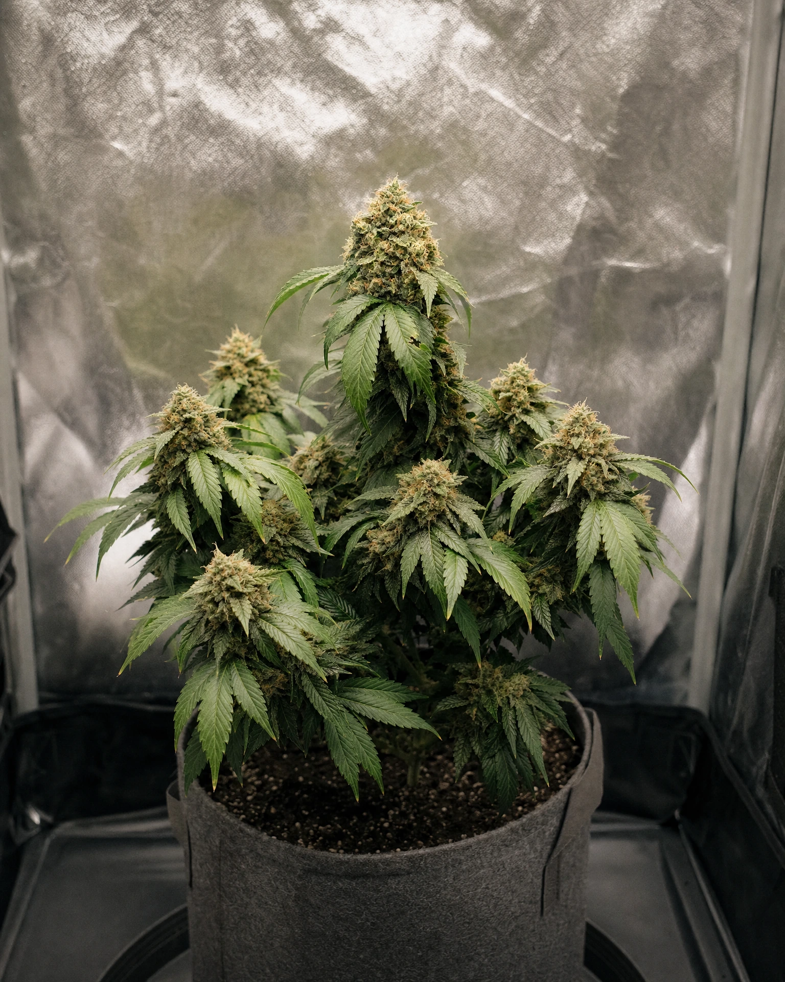 Ausgewachsene Cannabispflanze der Sorte Moonshine Cookies Autoflower