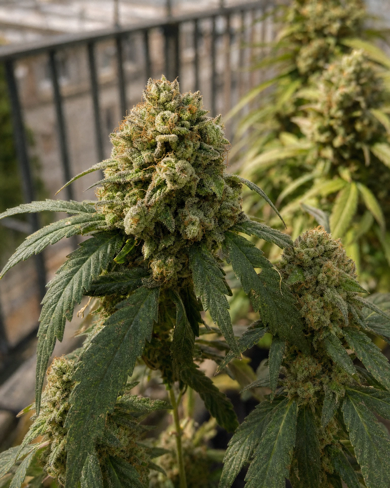 Ausgereifte Cannabispflanze der Sorte Strawberry Banana Autoflower aus einem zweiten Blickwinkel