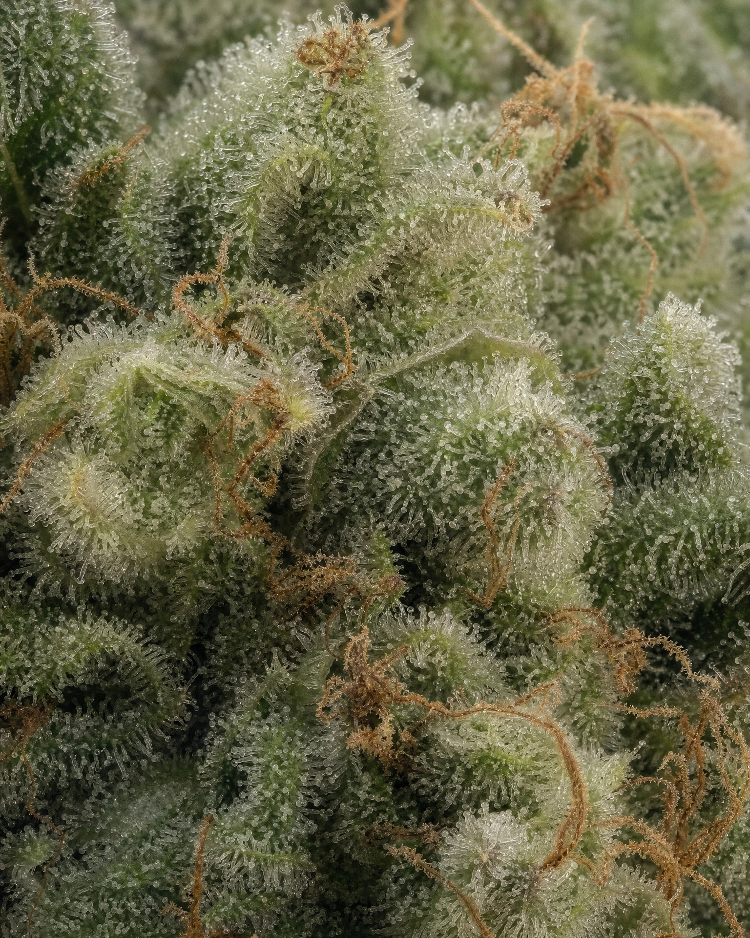 Trichome der Cannabissorte Strawberry Banana Autoflower in Nahaufnahme