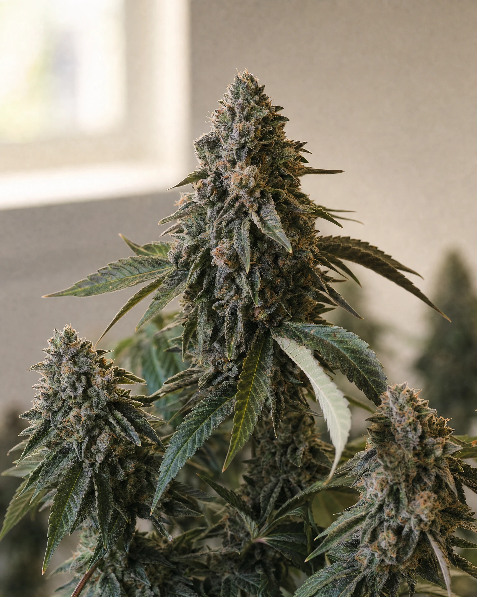 Ausgereifte Cannabispflanze der Sorte RS11 aus einem zweiten Blickwinkel