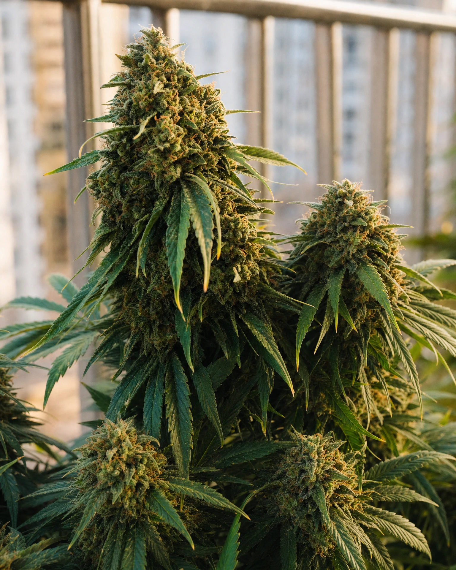 Ausgereifte Cannabispflanze der Sorte Green Poison aus einem zweiten Blickwinkel