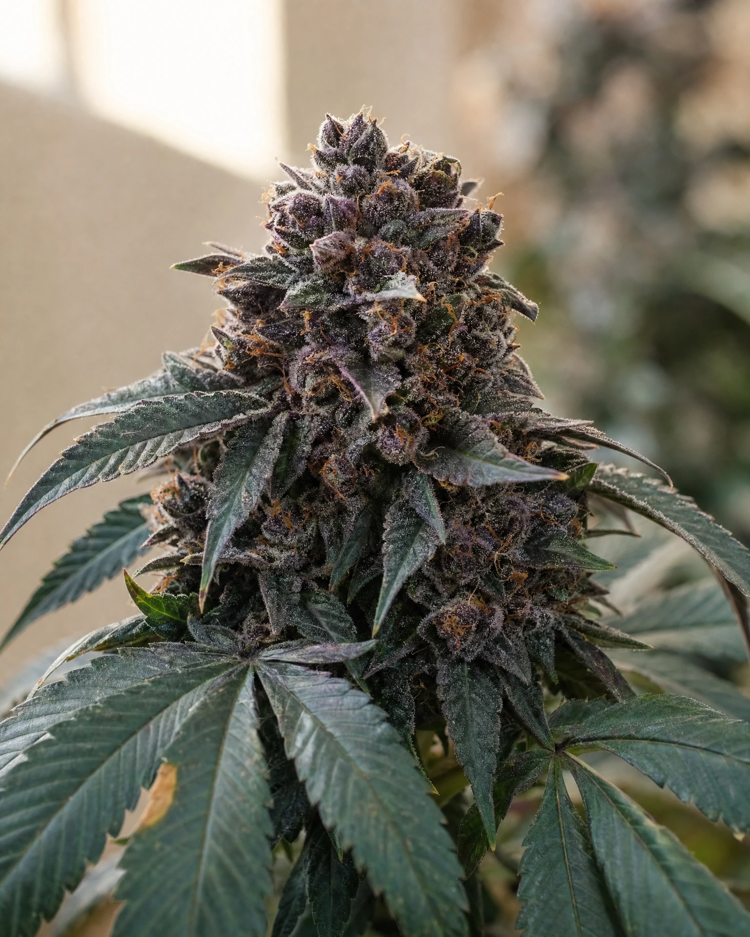 Blühende Cannabispflanze der Sorte Purple Punch