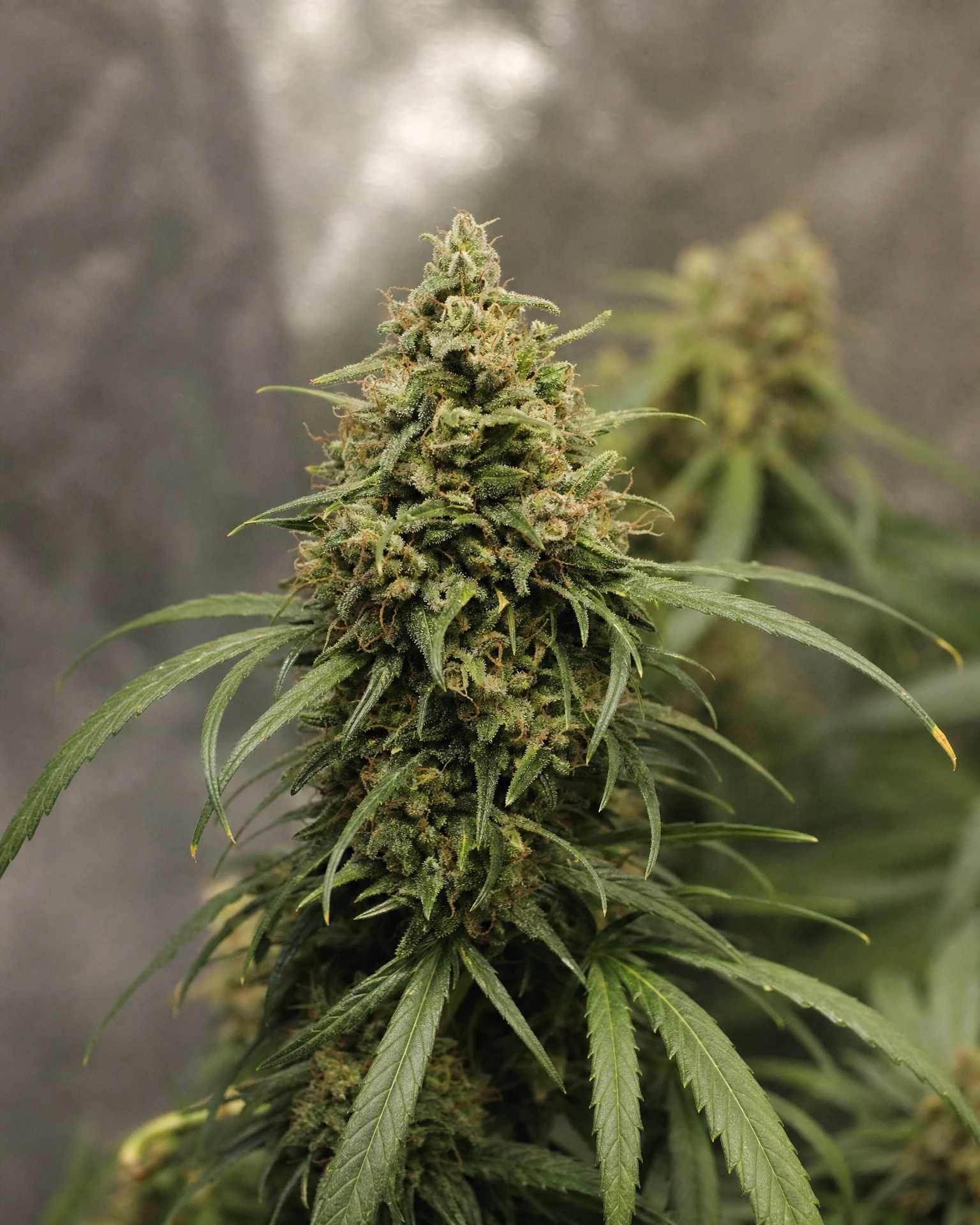 Blühende Cannabispflanze der Sorte Harlequin