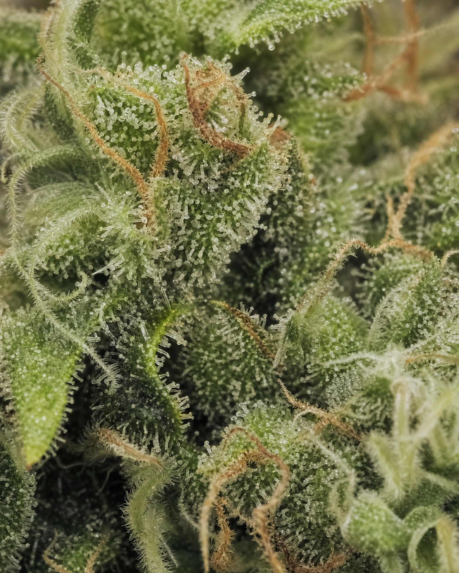 Trichome der Cannabissorte CBG Soul 15% in Nahaufnahme