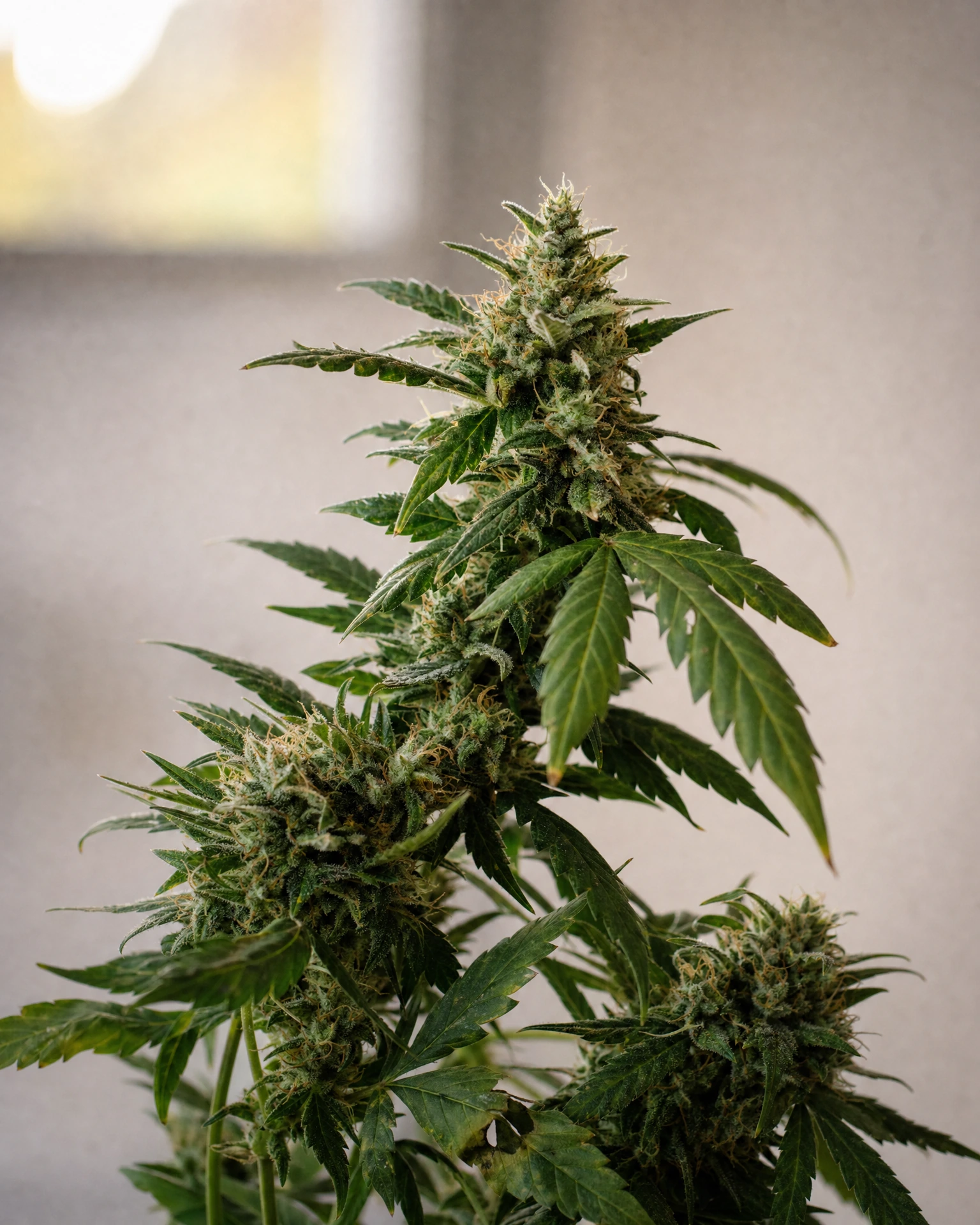 Ausgereifte Cannabispflanze der Sorte CBG Citrus Ginger Autoflower aus einem zweiten Blickwinkel
