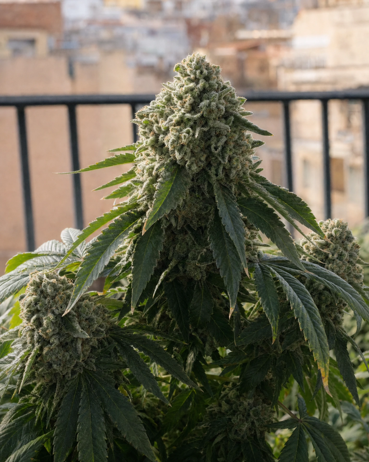 Ausgereifte Cannabispflanze der Sorte White Widow Regular aus einem zweiten Blickwinkel