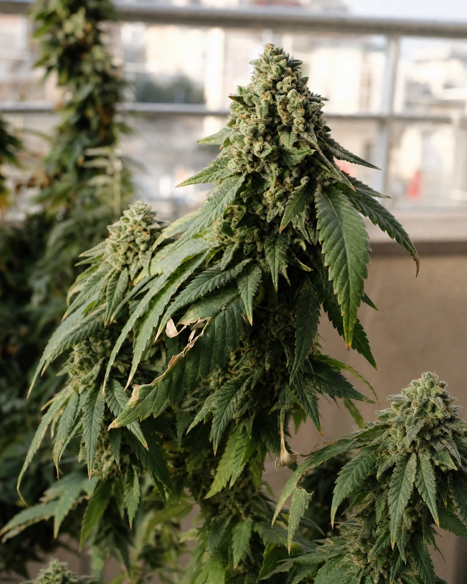 Ausgereifte Cannabispflanze der Sorte Hindu Kush Regular aus einem zweiten Blickwinkel