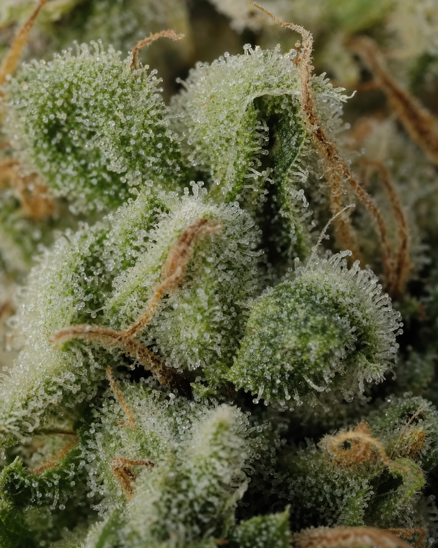 Trichome der Cannabissorte Hindu Kush Regular in Nahaufnahme