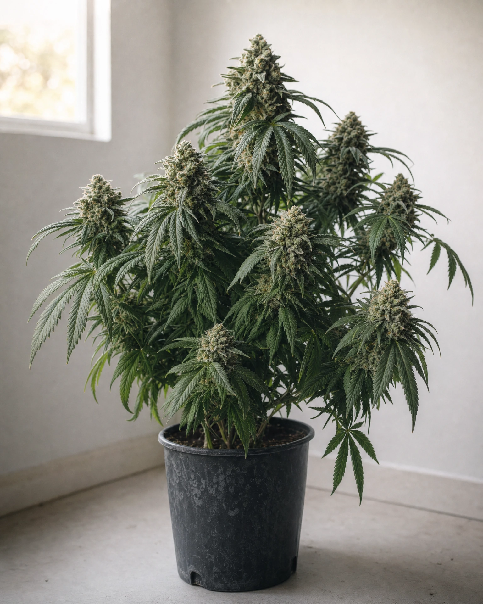 Ausgewachsene Cannabispflanze der Sorte Alpine Frost