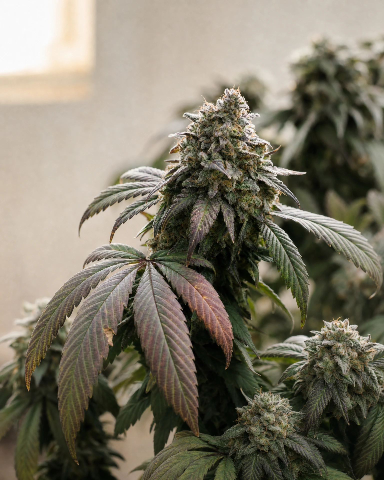 Ausgereifte Cannabispflanze der Sorte Blueberry aus einem zweiten Blickwinkel