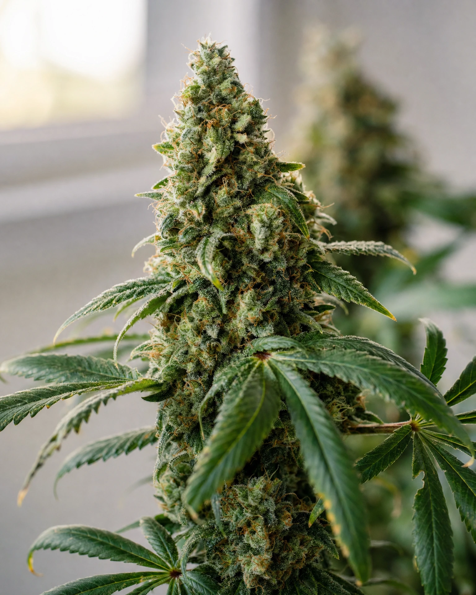 Blühende Cannabispflanze der Sorte Bruce Banner