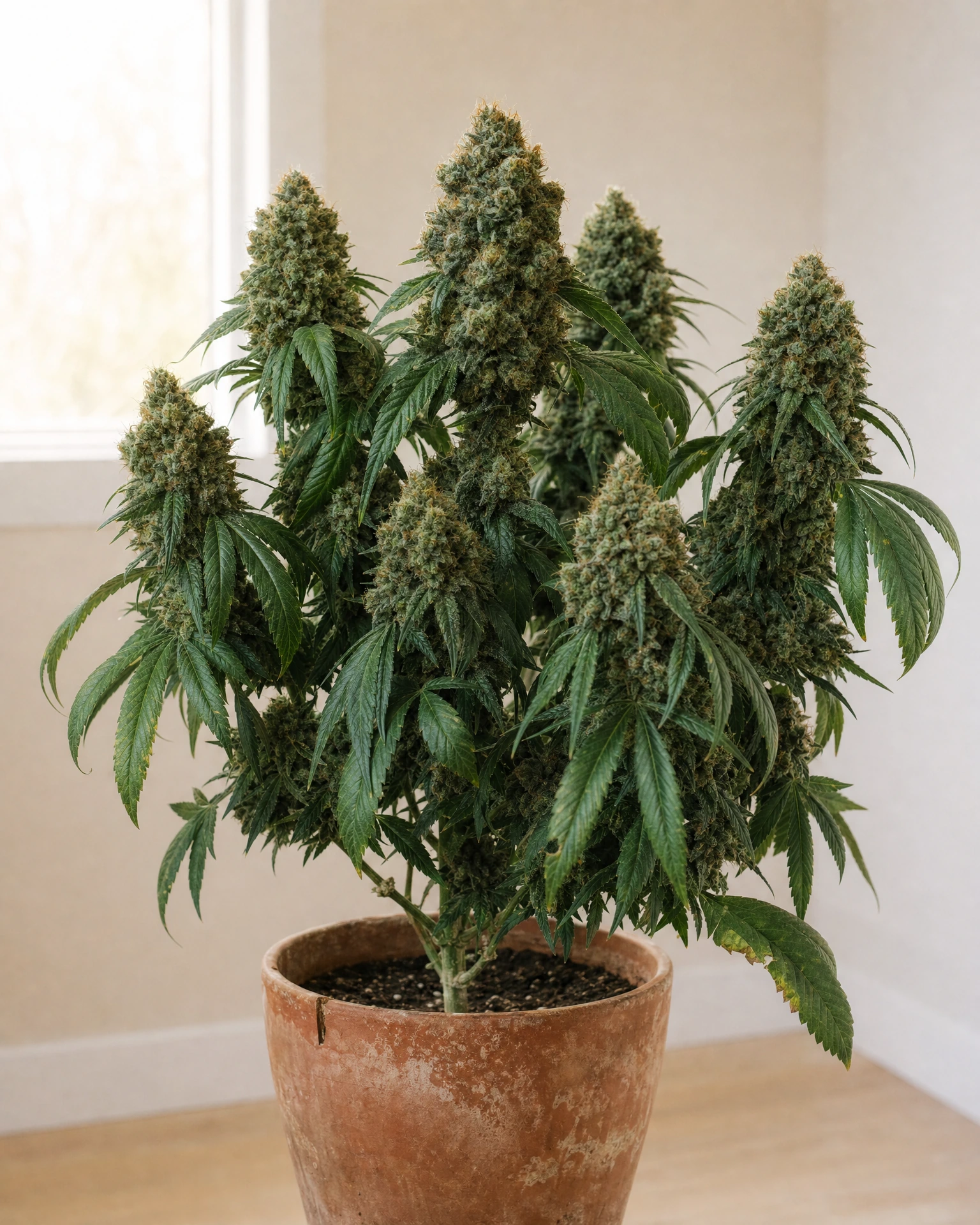Ausgewachsene Cannabispflanze der Sorte Fat Bastard