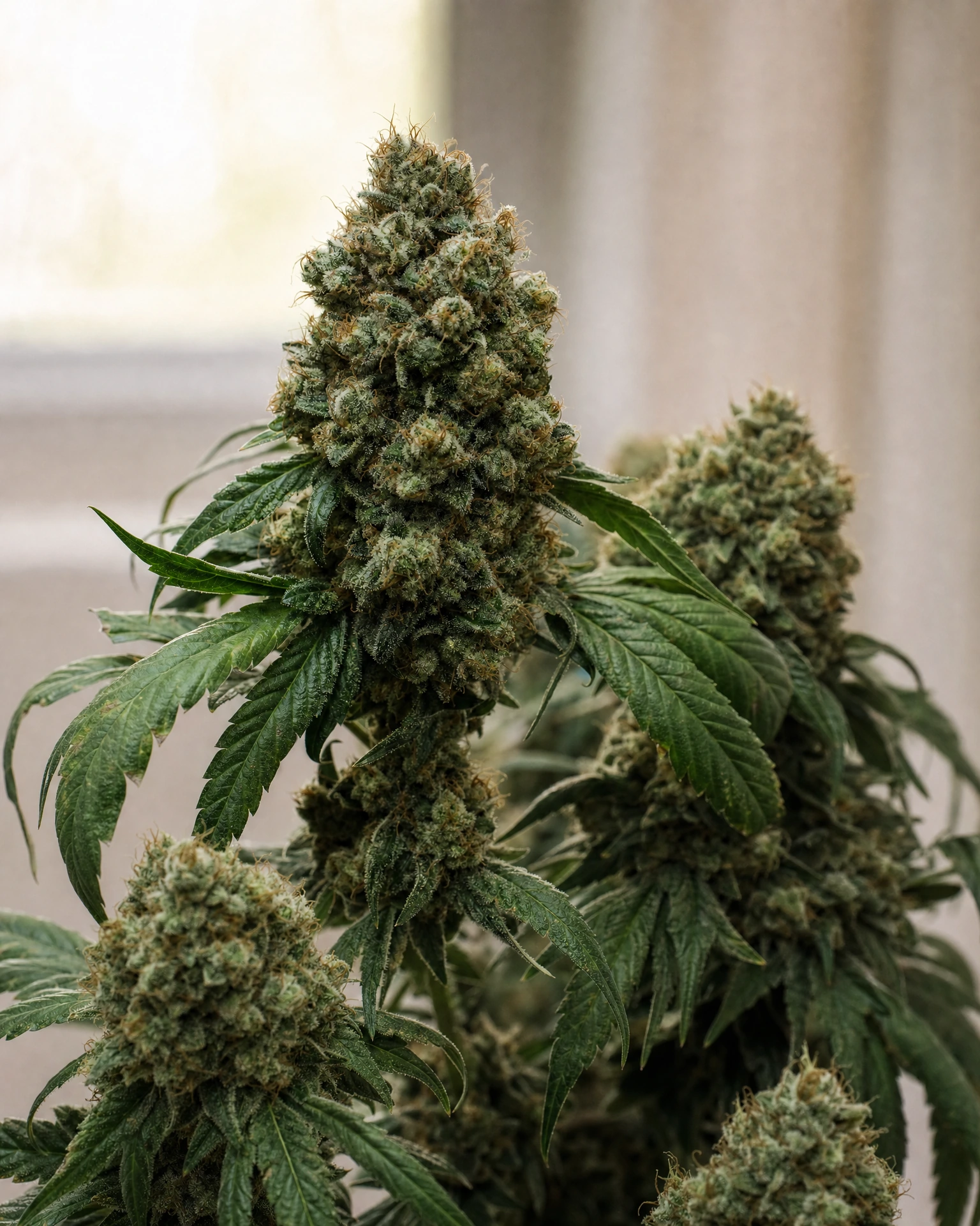 Ausgereifte Cannabispflanze der Sorte Fat Bastard aus einem zweiten Blickwinkel