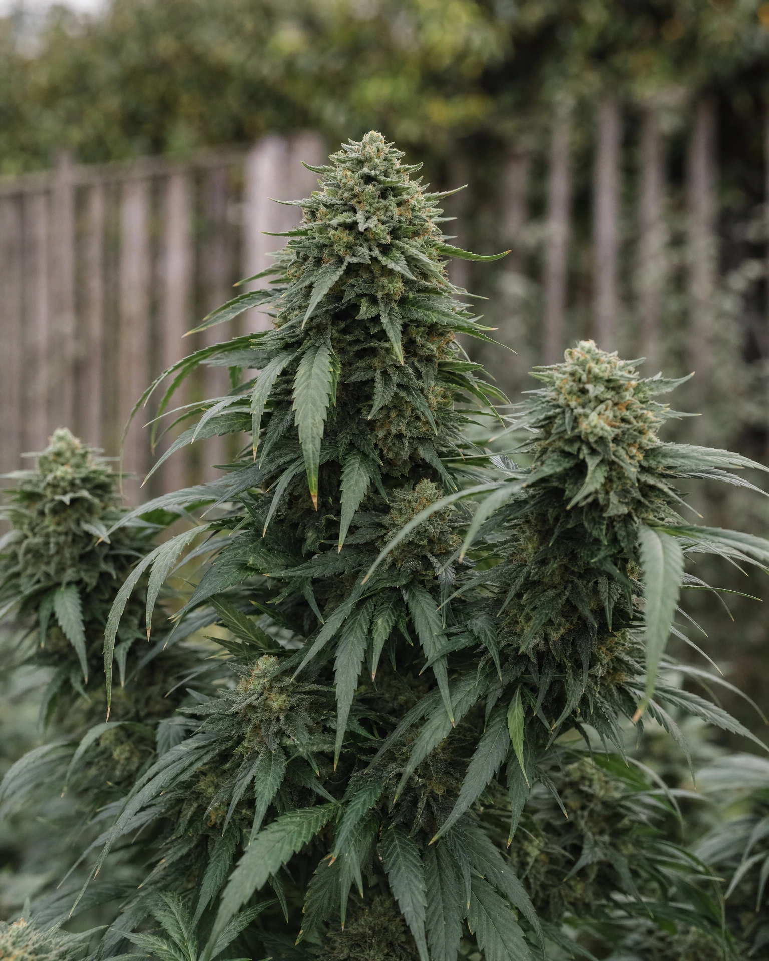 Ausgereifte Cannabispflanze der Sorte Hindu Kush aus einem zweiten Blickwinkel