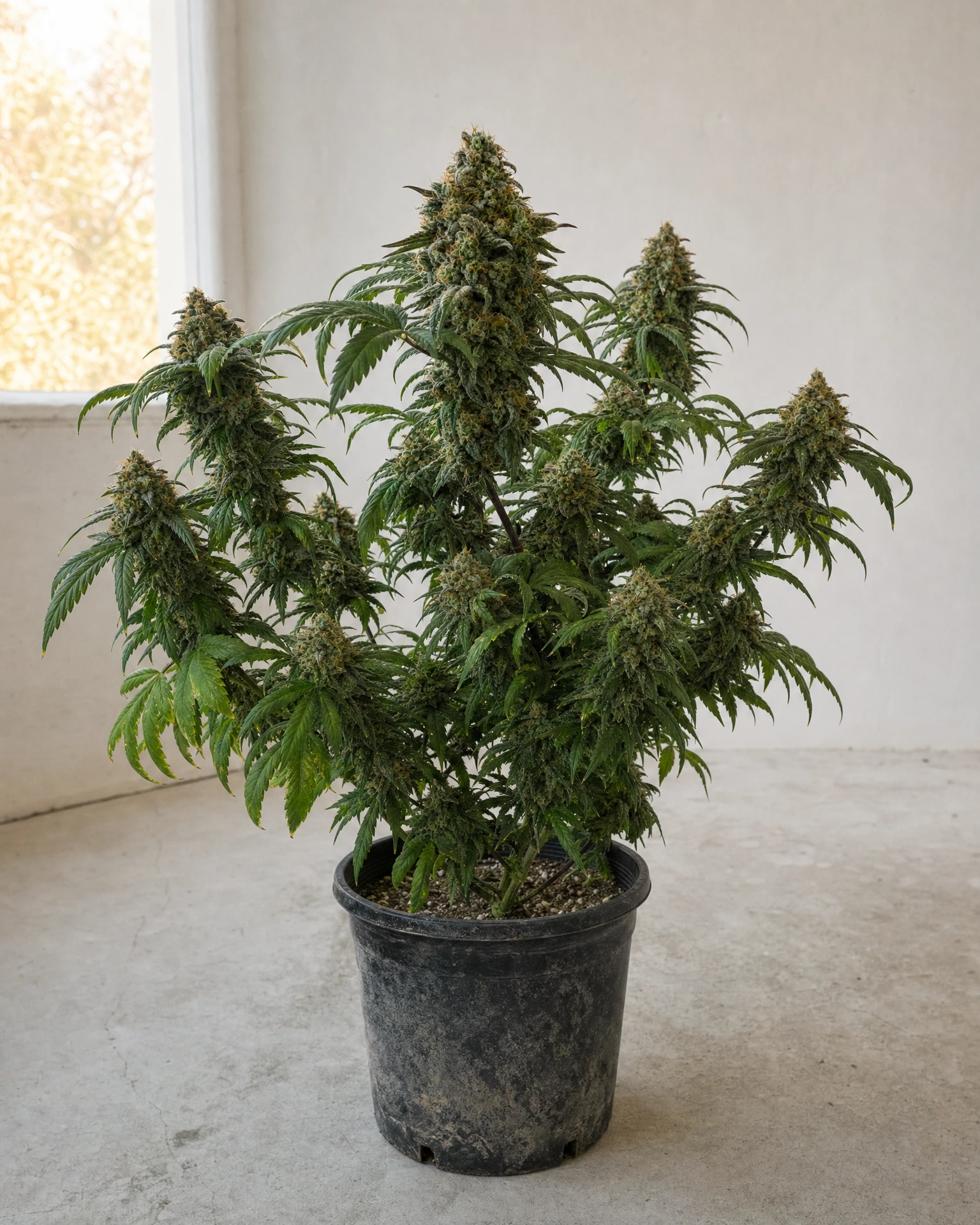 Ausgewachsene Cannabispflanze der Sorte Mimosa
