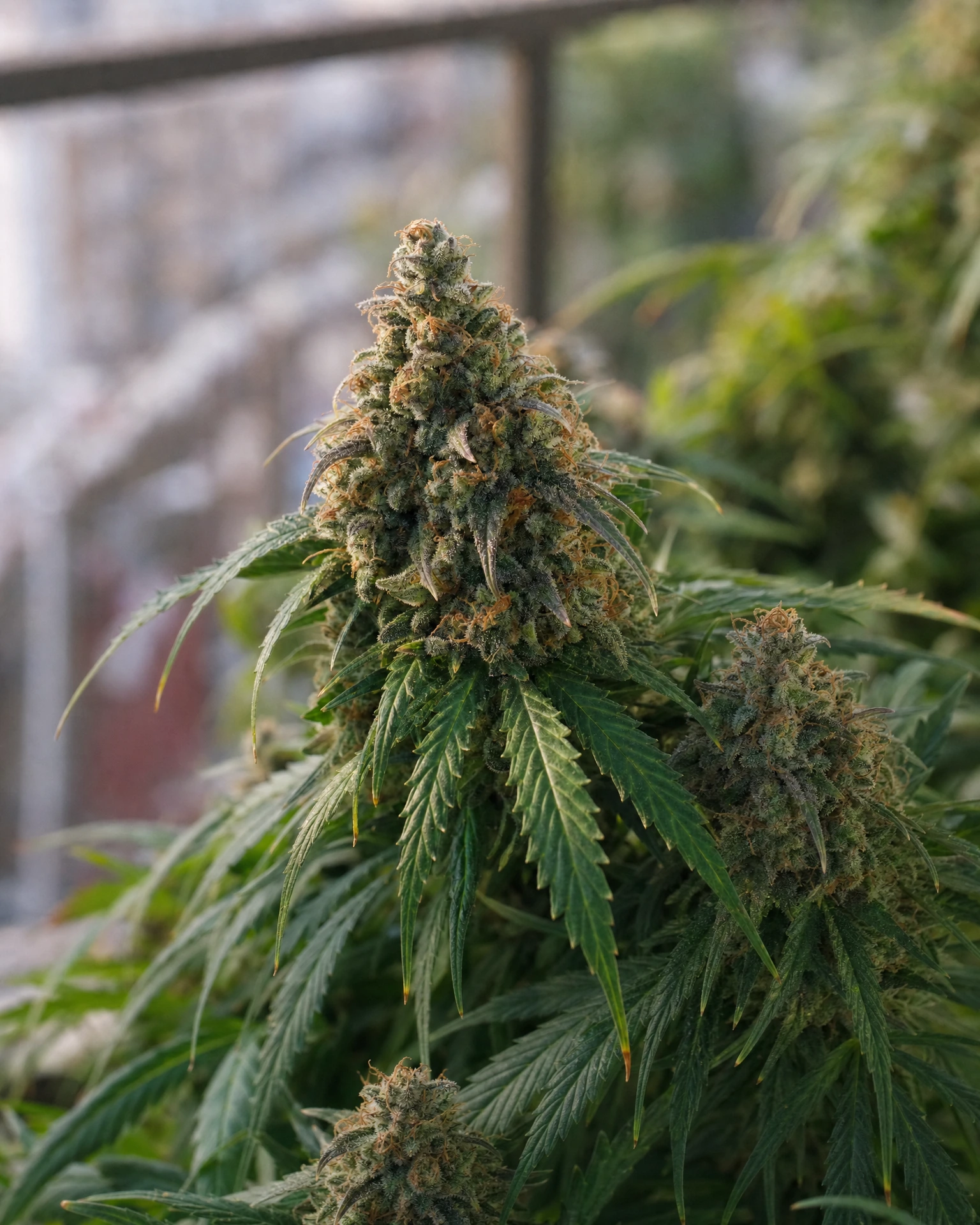 Ausgereifte Cannabispflanze der Sorte Mimosa Autoflower aus einem zweiten Blickwinkel