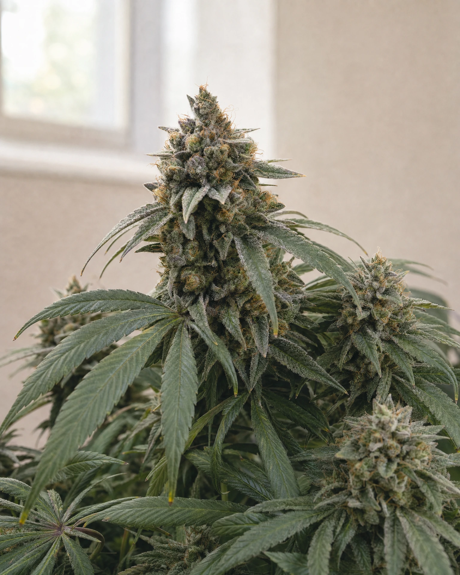Ausgereifte Cannabispflanze der Sorte Runtz aus einem zweiten Blickwinkel