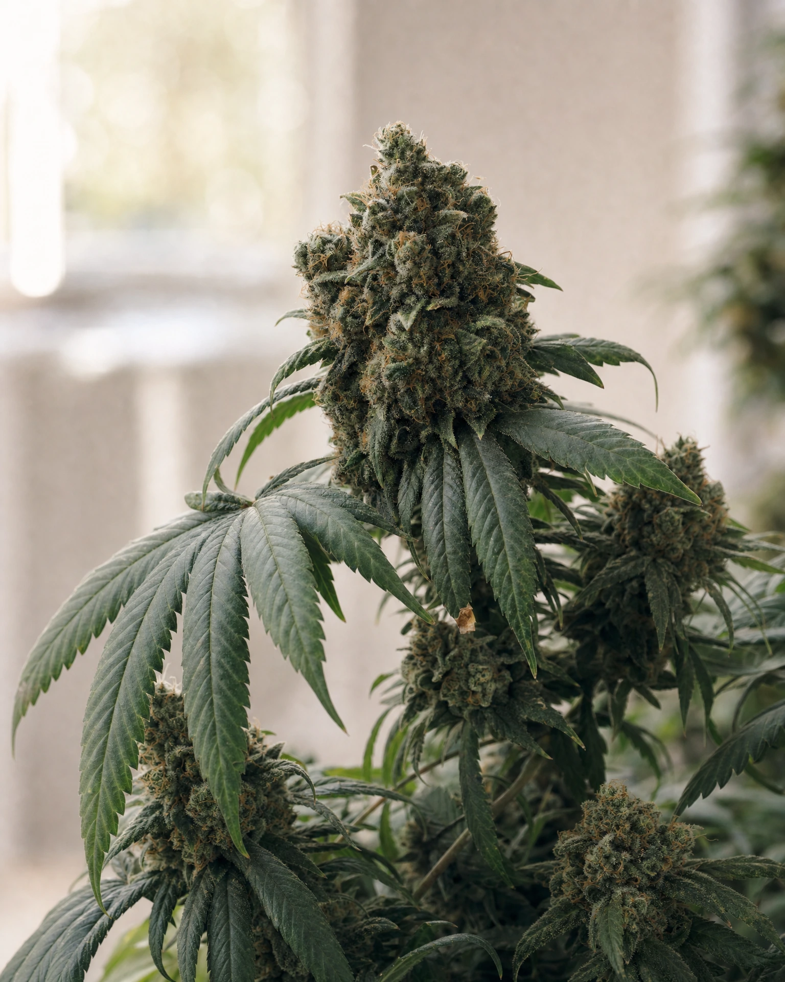 Ausgereifte Cannabispflanze der Sorte Northern Lights aus einem zweiten Blickwinkel