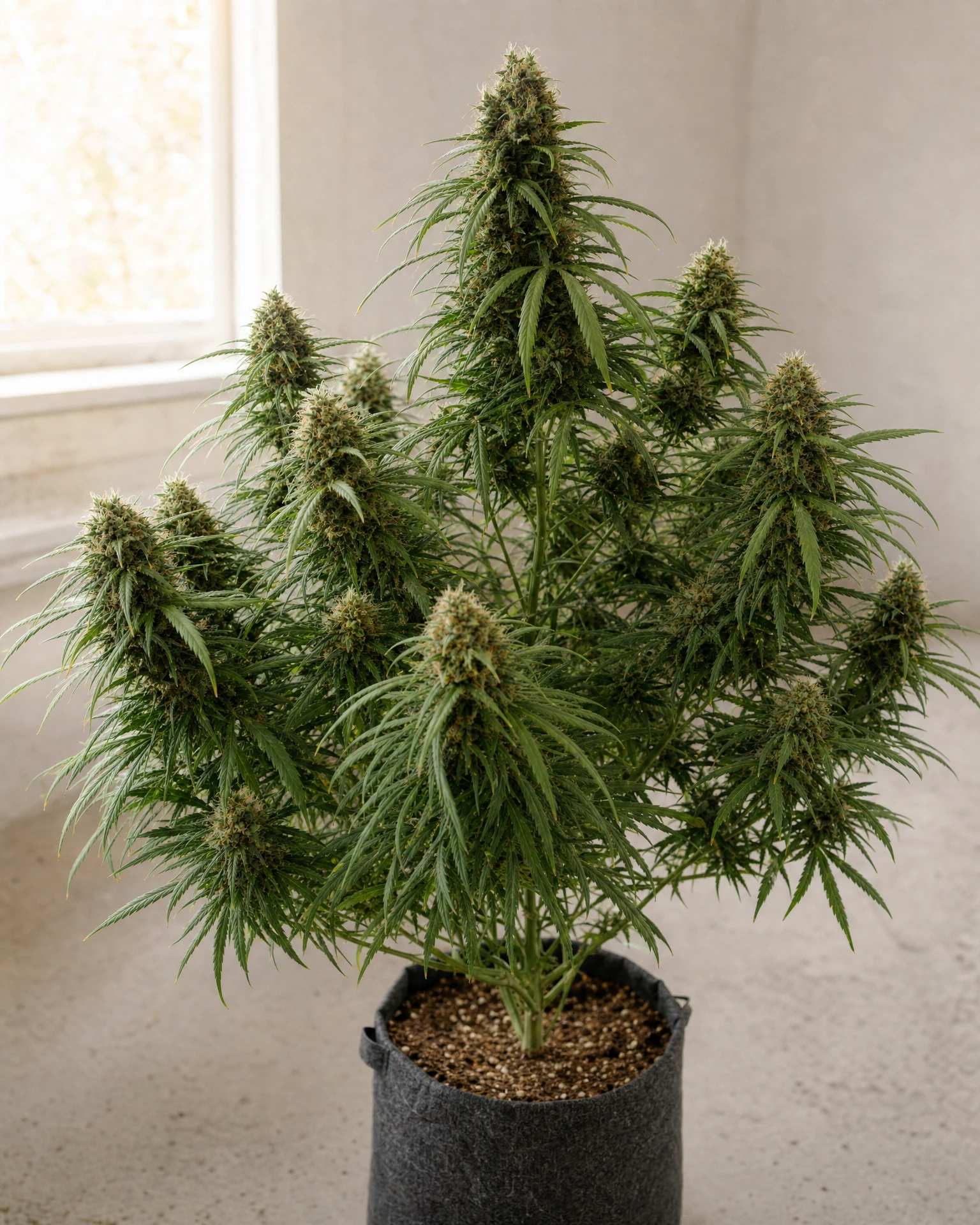 Ausgewachsene Cannabispflanze der Sorte Strawberry Cough