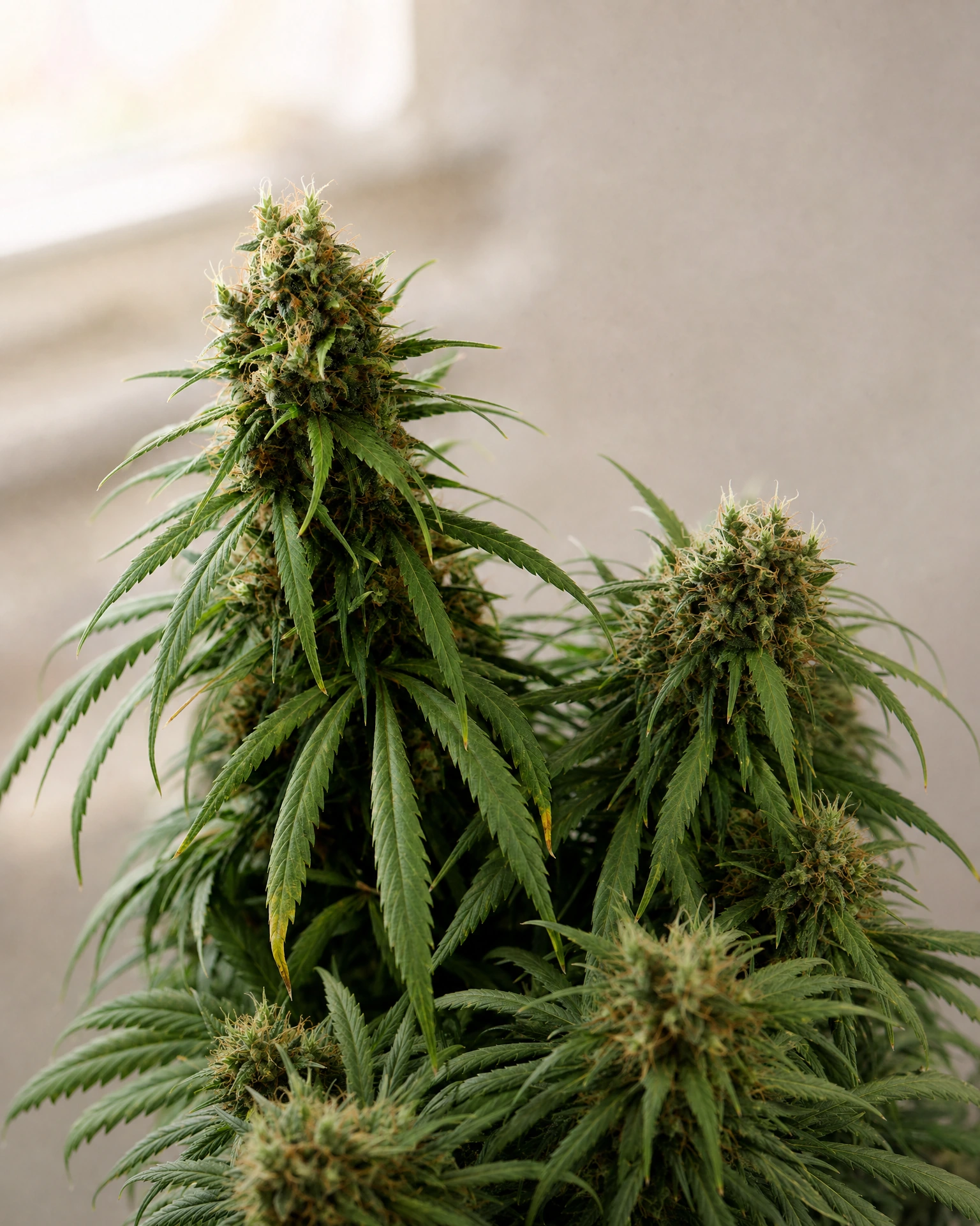 Ausgereifte Cannabispflanze der Sorte Strawberry Cough aus einem zweiten Blickwinkel