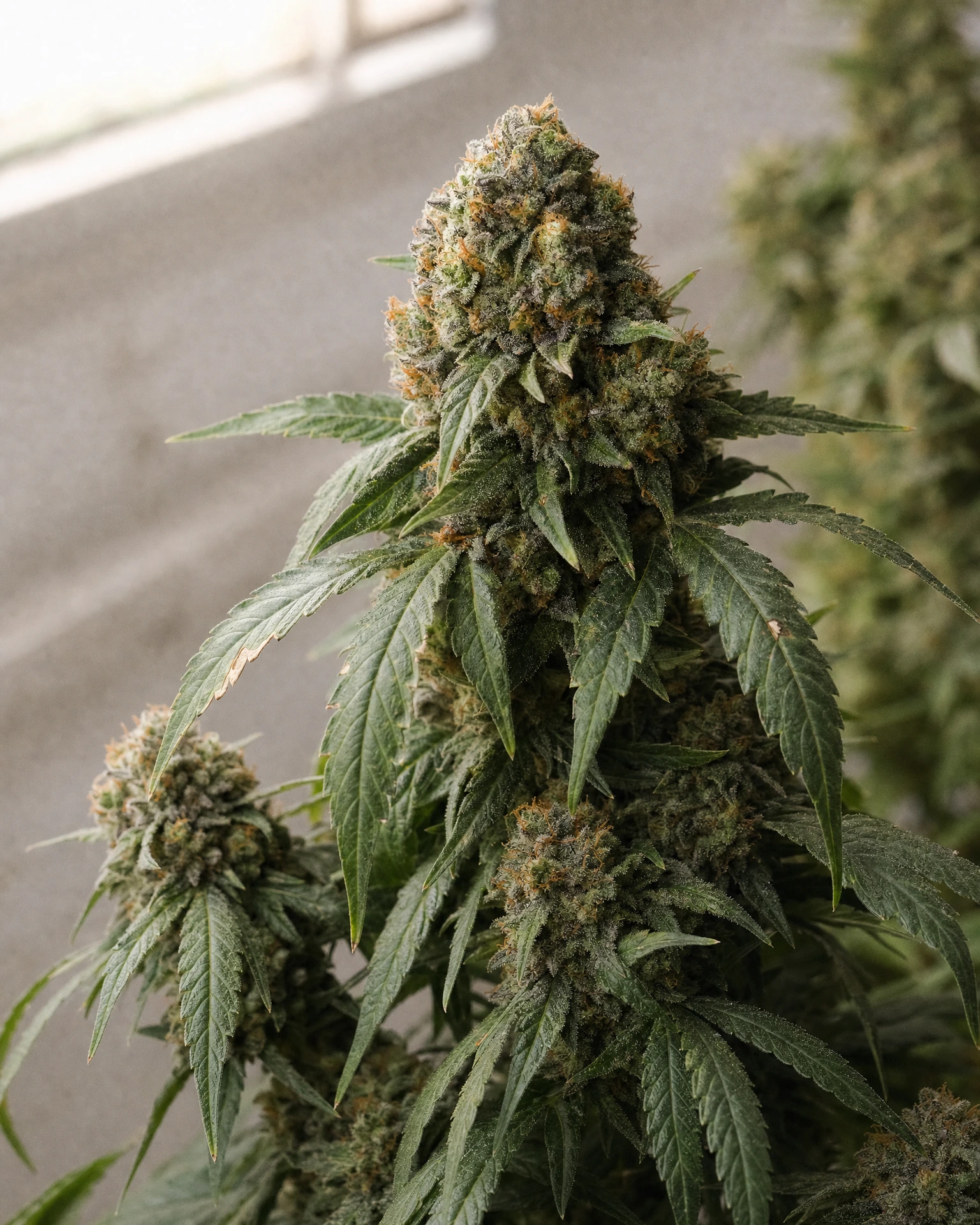 Ausgereifte Cannabispflanze der Sorte Super Boof aus einem zweiten Blickwinkel